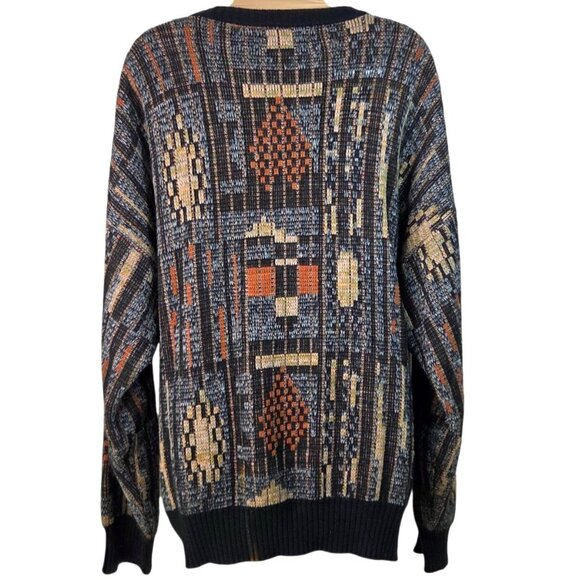 Vintage Sansabelt Designer Collection 1X Abstract Geometric Pattern Sweater Wool - Picture 2 of 5